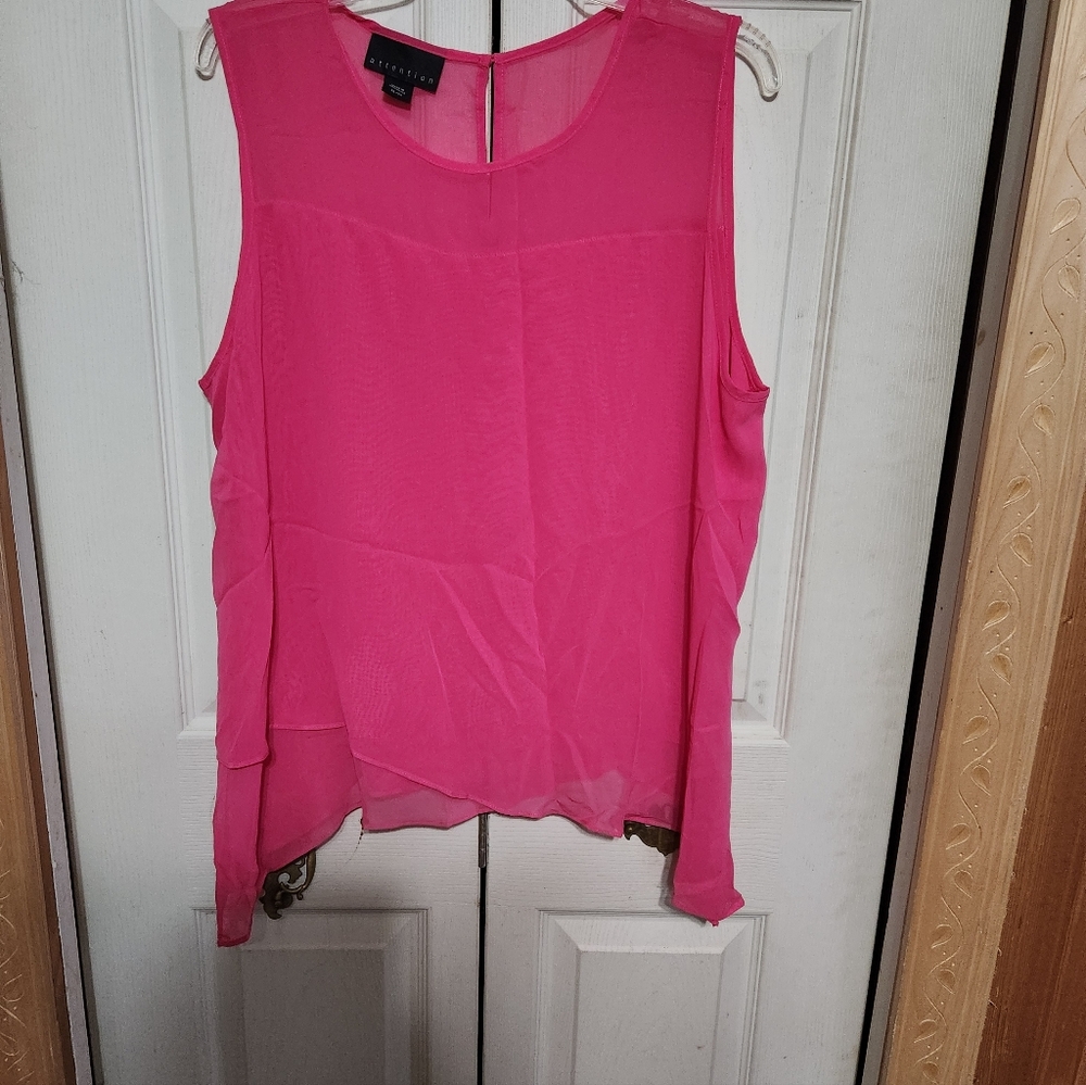 Attention Bright Pink Sleeveless Blouse - Picture 4 of 10